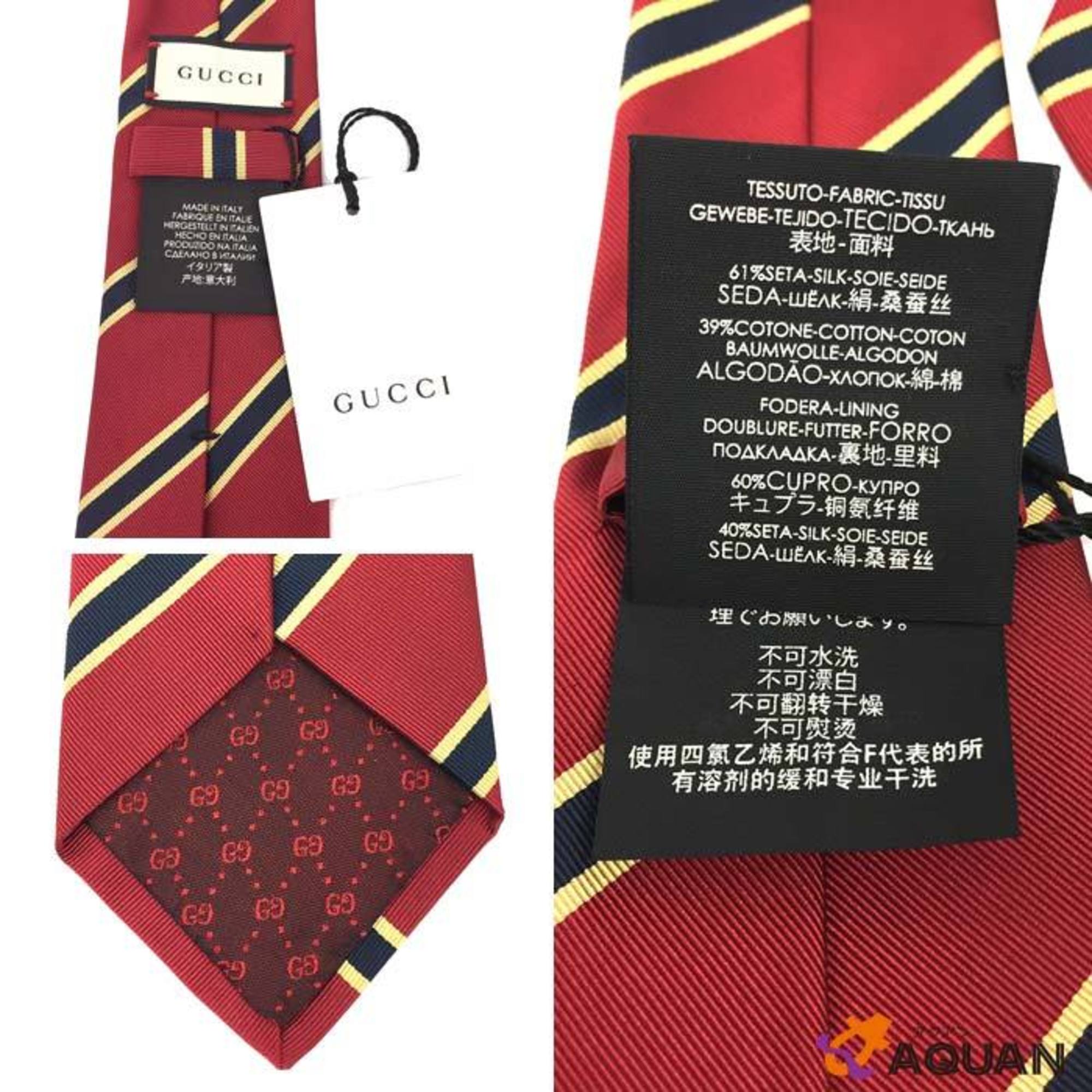 SUPER SALE - GUCCI Gucci Silk Tie Striped Red Navy 100% Men's