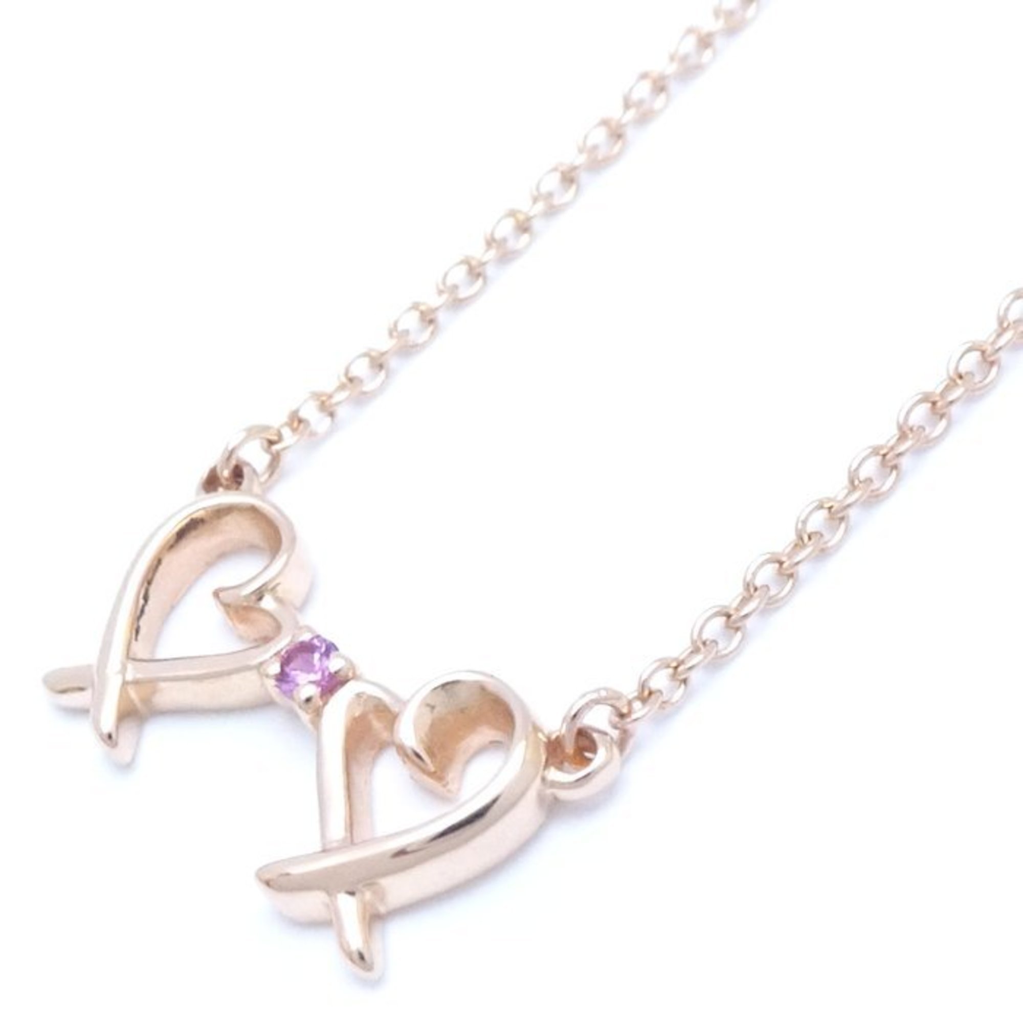TIFFANY&Co. Tiffany Double Loving Heart Necklace 1P Pink Sapphire Paloma Picasso 750PG Gold K18RG Rose 291955
