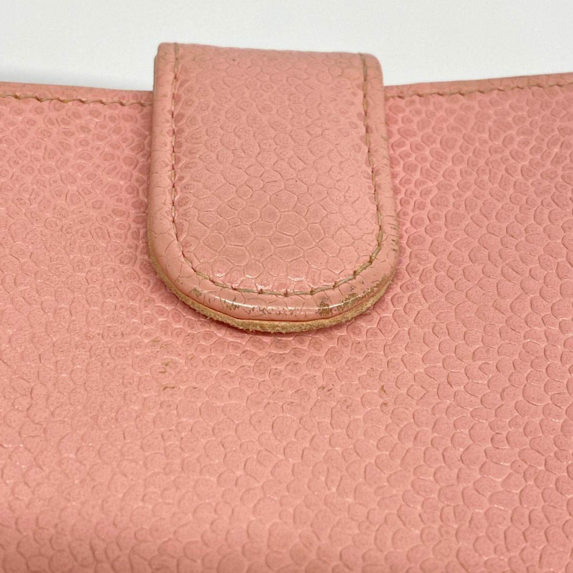 Chanel Wallet Caviar Skin Light Pink Women's