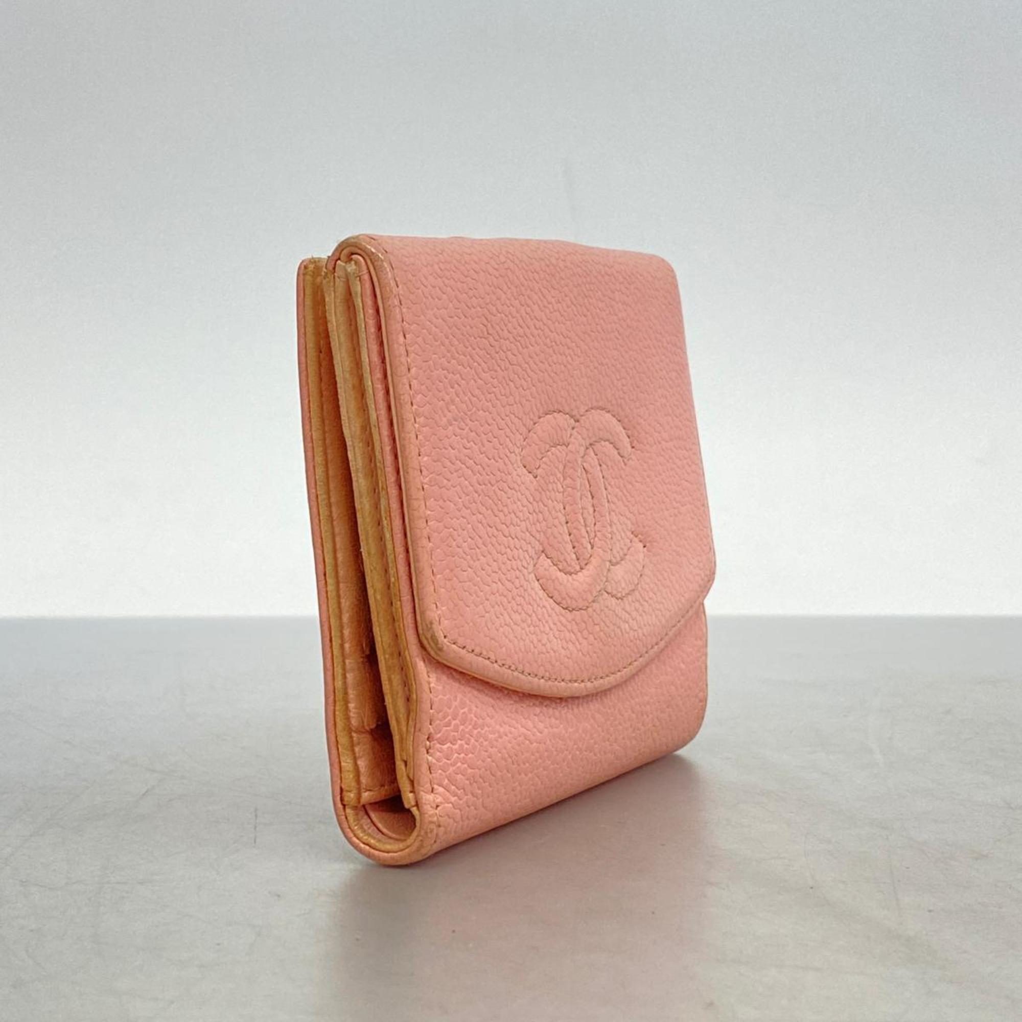 Chanel Wallet Caviar Skin Light Pink Women's