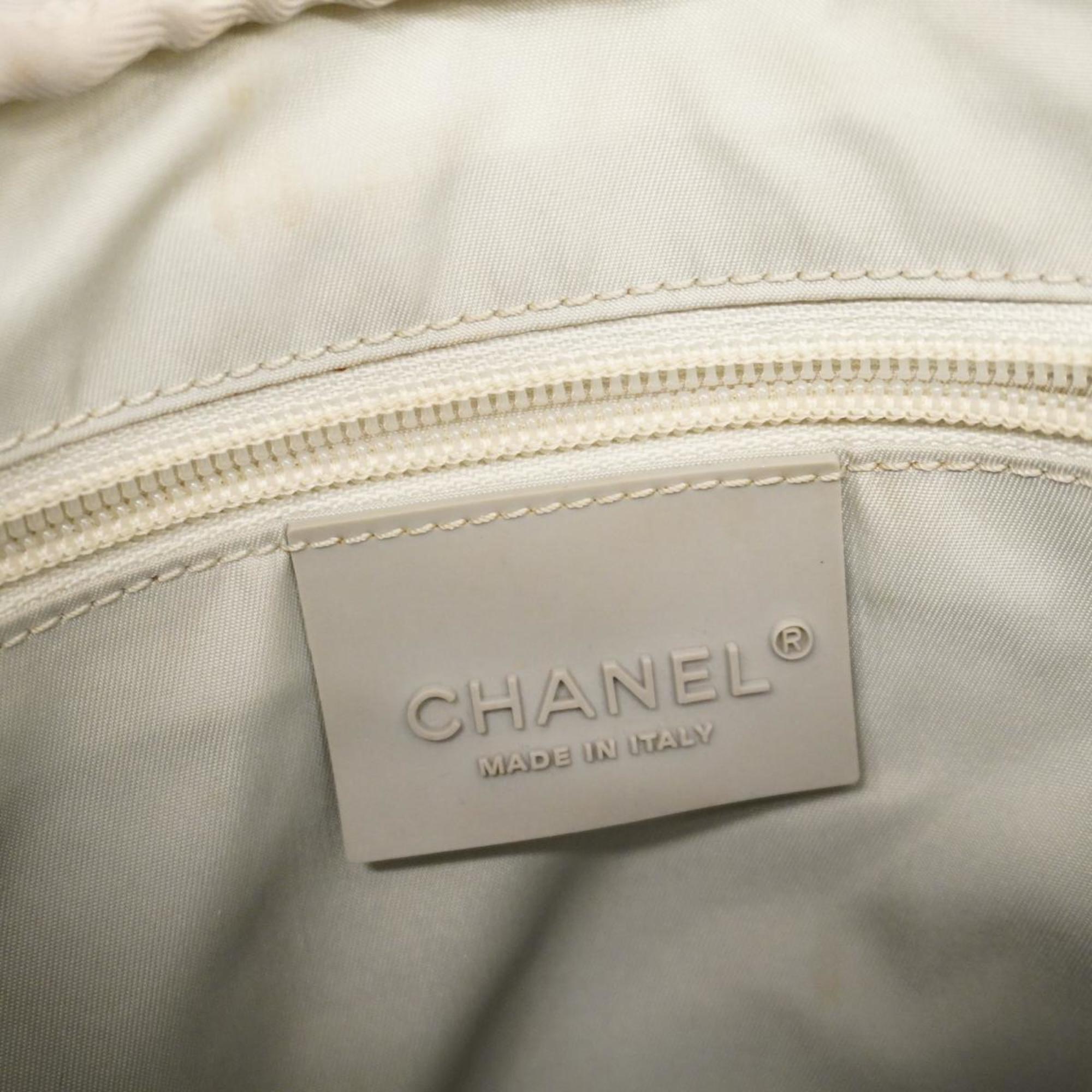 Chanel Tote Bag Sport Nylon White Grey Women's