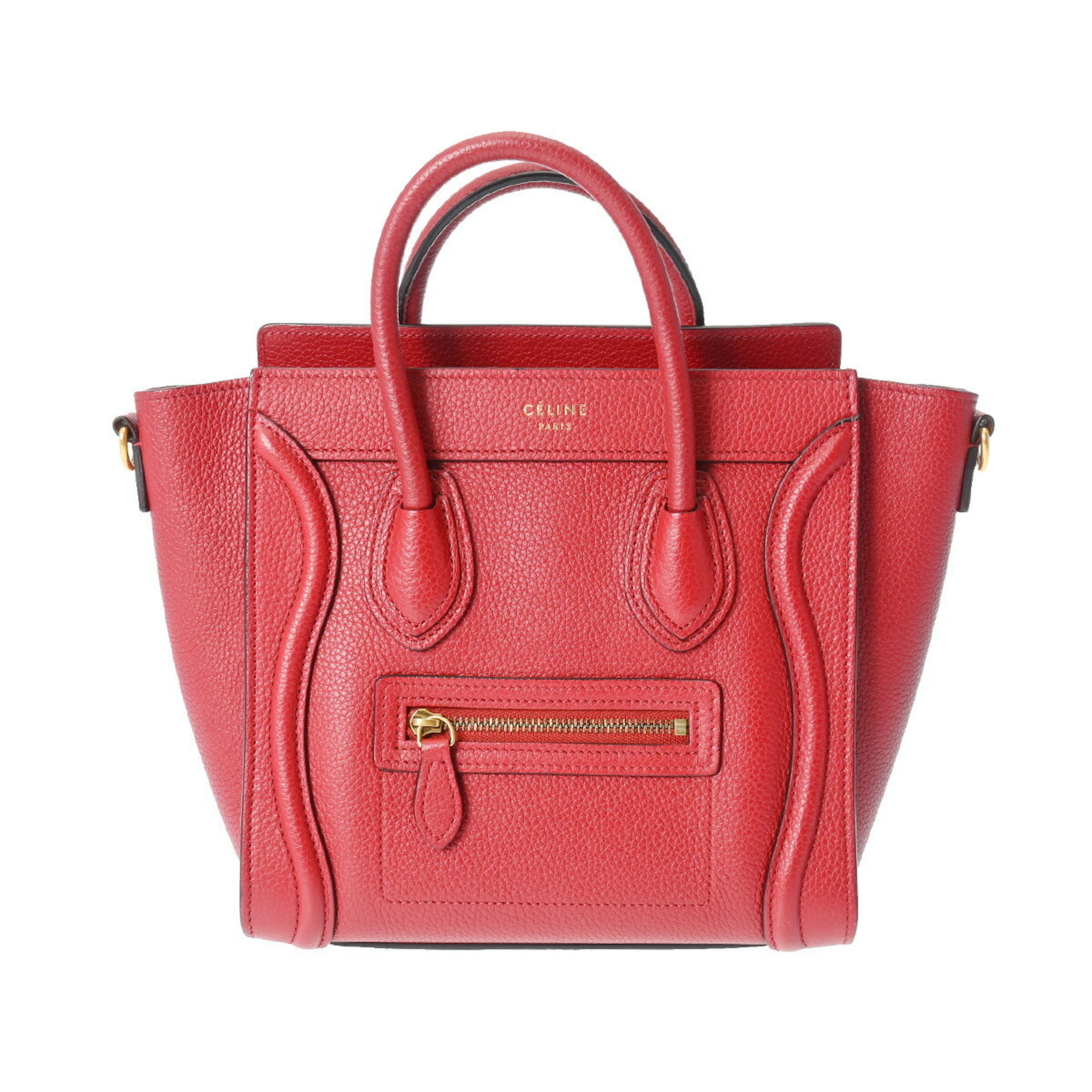 CELINE Luggage Nano Shopper Red Women's Drummed Calfskin Handbag