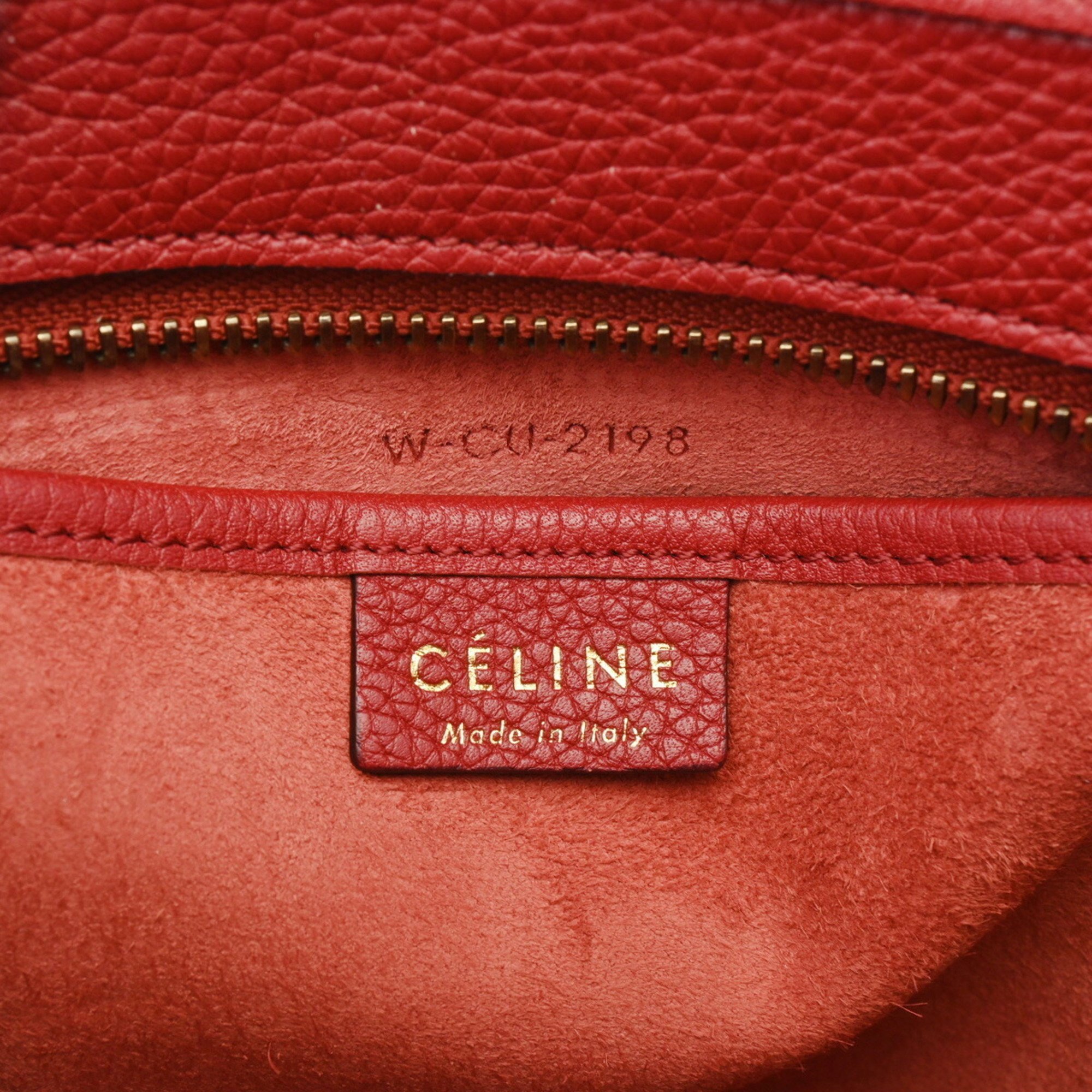 CELINE Luggage Nano Shopper Red Women's Drummed Calfskin Handbag