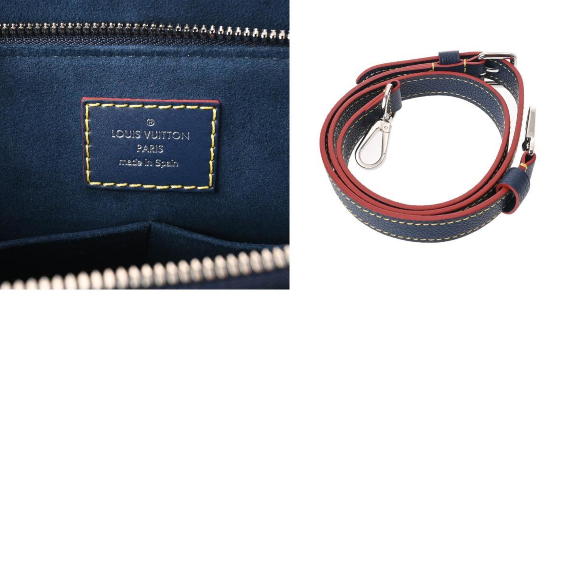 LOUIS VUITTON Epi Soufflot MM Indigo/Coquelicot M55612 Women's Leather Handbag