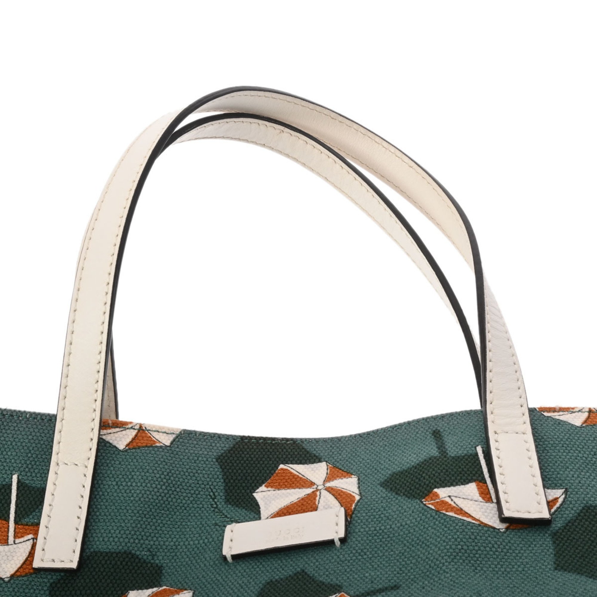 GUCCI Parasol Pattern Green 282439 Women's Canvas Leather Tote Bag