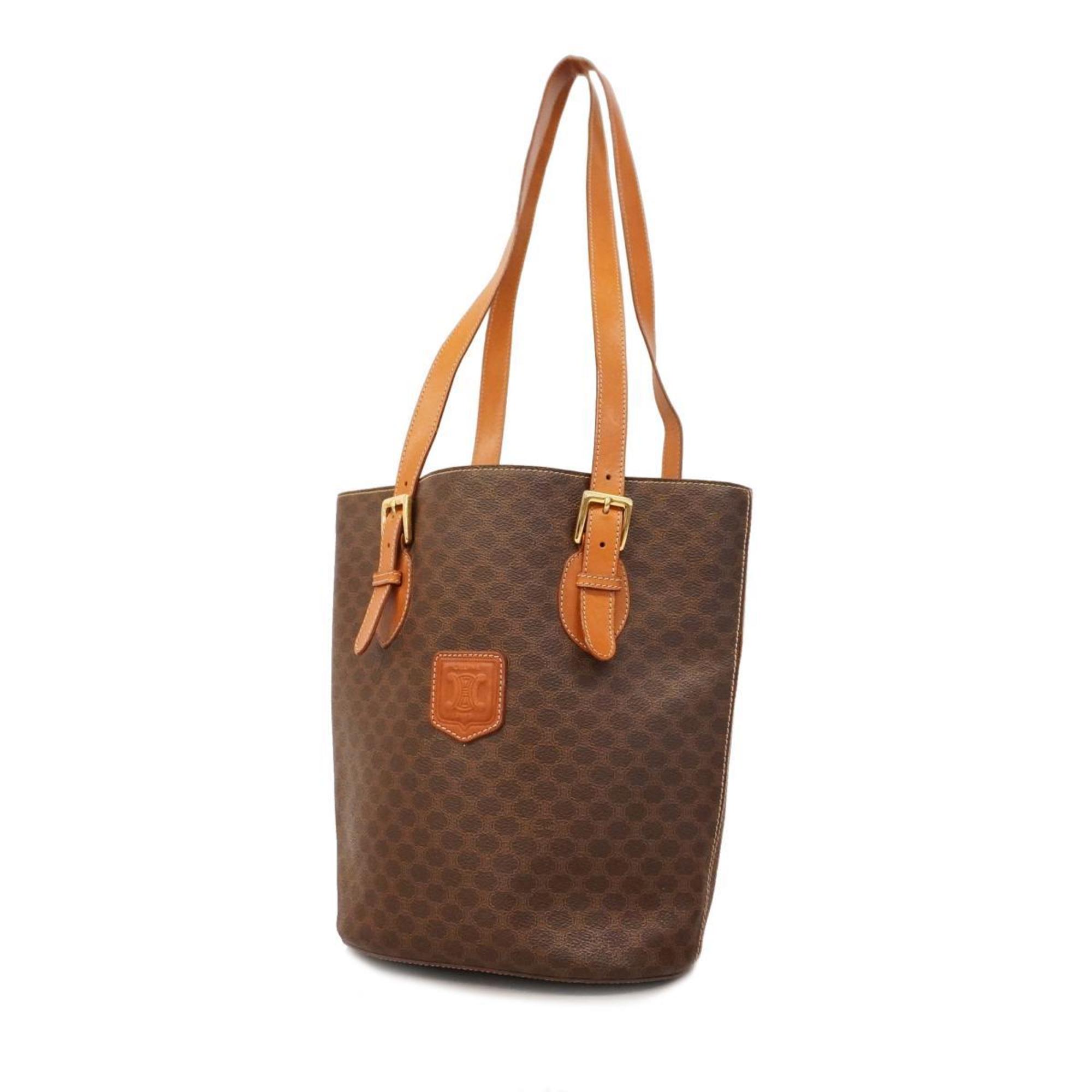 Celine tote bag macadam leather brown women's