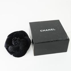 Chanel Brooch Camellia Velvet Black Women's