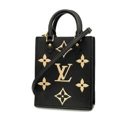 Louis Vuitton Handbag Monogram Empreinte Petite Sac Plat M81416 Noir Beige Women's