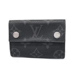 Louis Vuitton Tri-fold Wallet Monogram Eclipse Discovery Compact M67630 Black Grey Men's