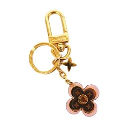 Louis Vuitton Keychain Monogram Portocle Blooming Flower BB M63085 Brown Pink Gold Women's