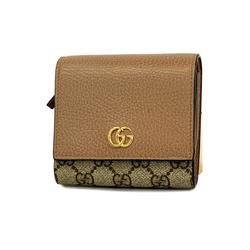 Gucci Wallet GG Supreme 598587 Leather Pink Brown Women's