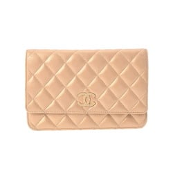 CHANEL Chanel Matelasse Chain Wallet Metallic Gold Women's Lambskin Shoulder Bag