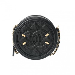 CHANEL CC Filigree Chain Shoulder Black Tone AP0365 Women's Caviar Skin Bag