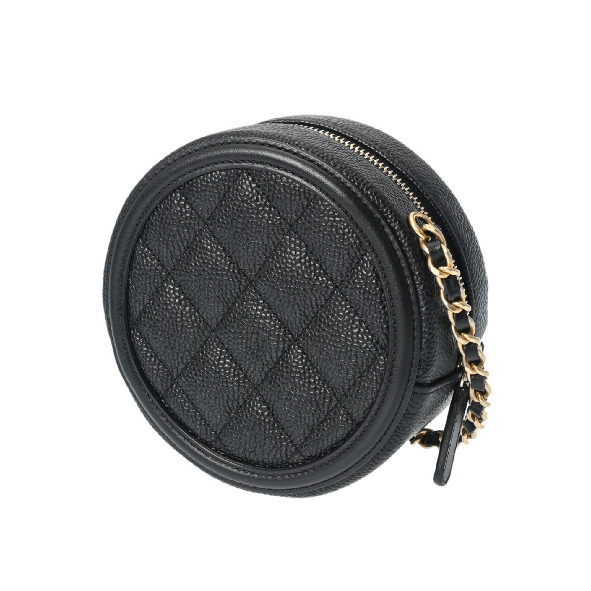 CHANEL CC Filigree Chain Shoulder Black Tone AP0365 Women's Caviar Skin Bag