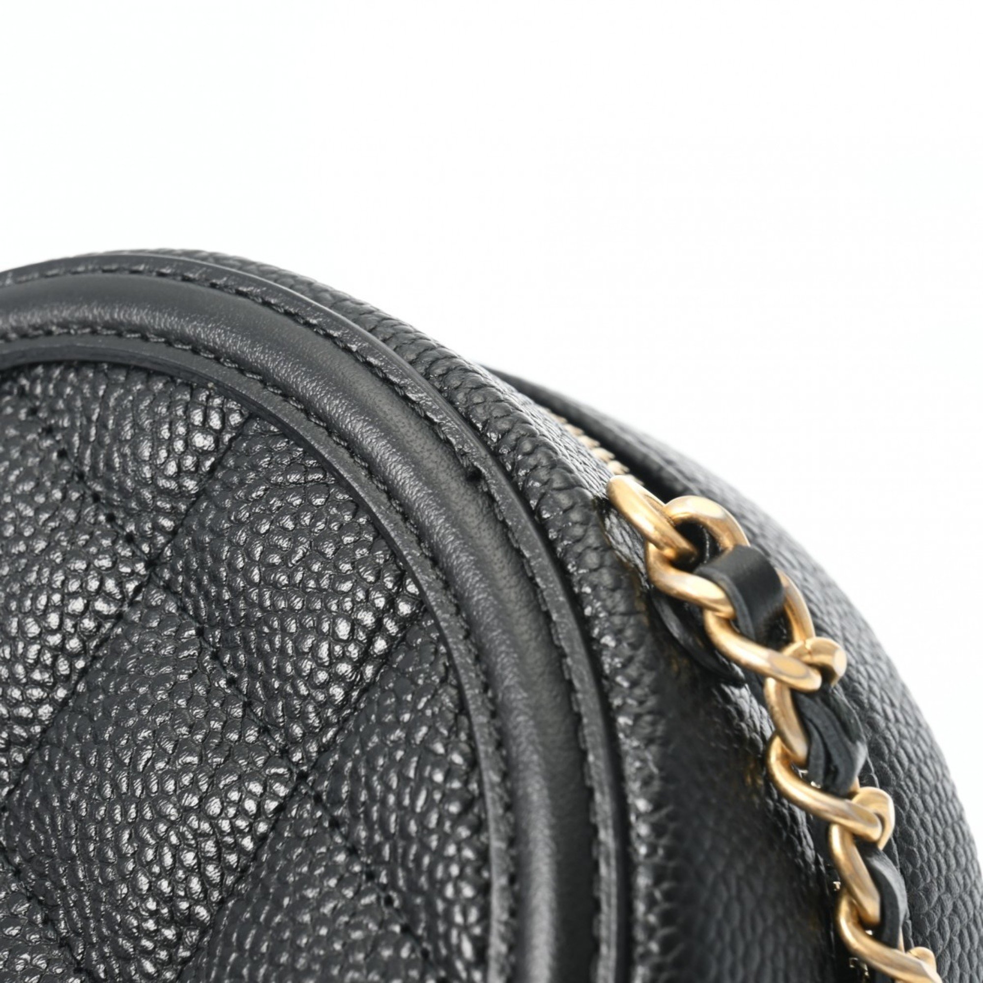 CHANEL CC Filigree Chain Shoulder Black Tone AP0365 Women's Caviar Skin Bag