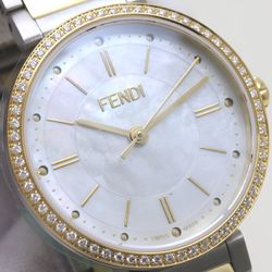 FENDI Forever Fendi F102233701 FOW914A85FF0QA0 FF Bezel Diamond White Shell Stainless Steel Ladies 39471 Watch