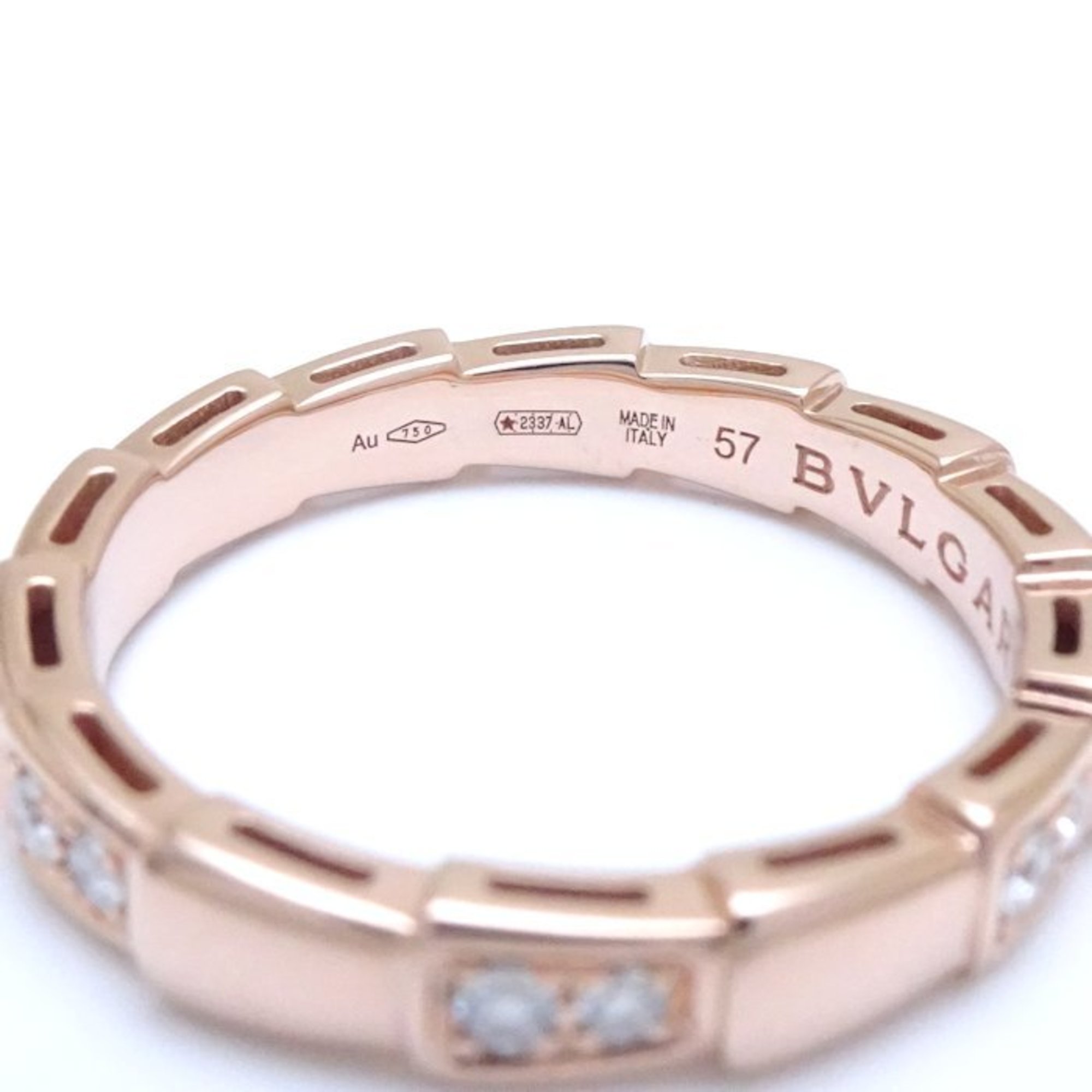 BVLGARI Serpenti Viper Ring Diamond #57 353274 K18PG Pink Gold 291973