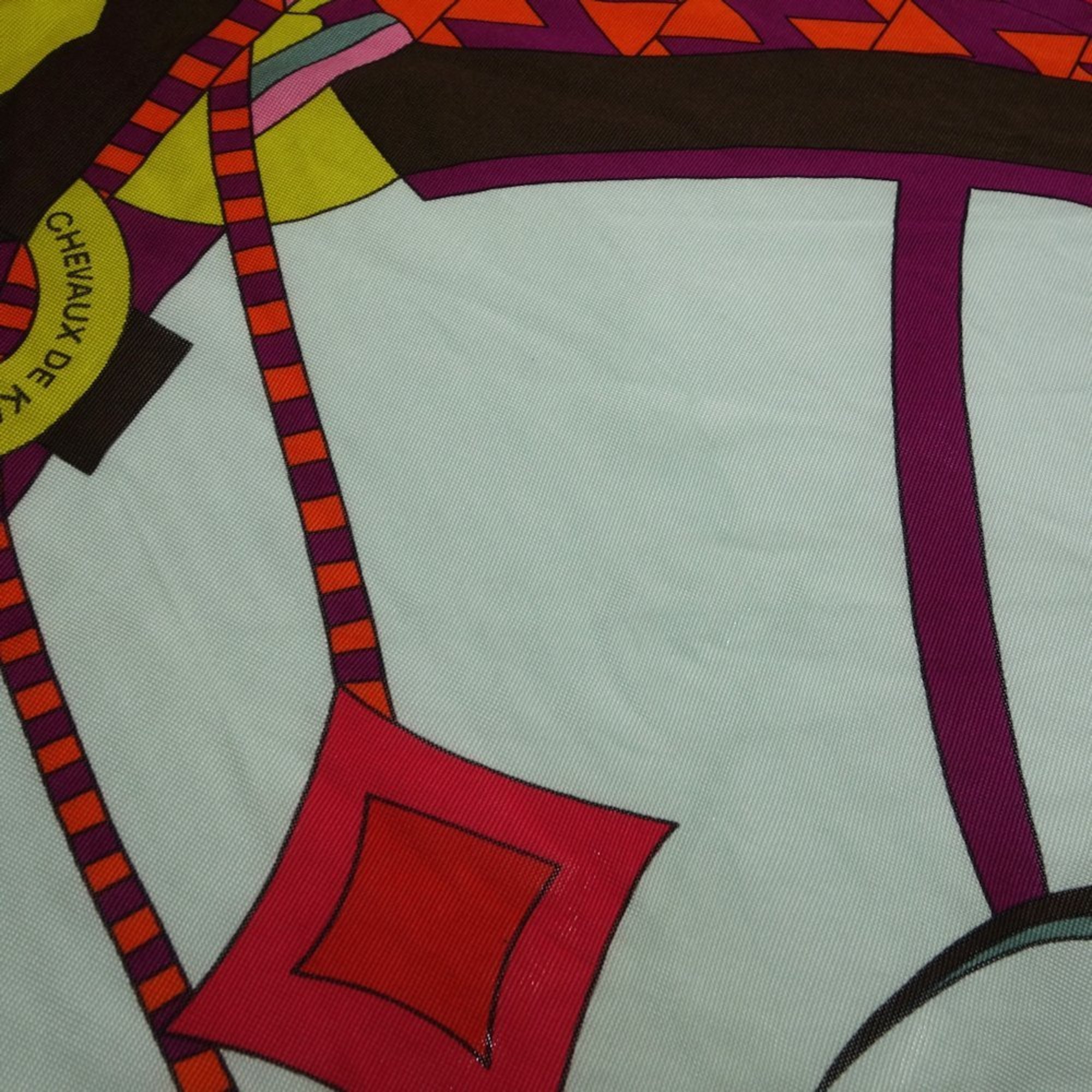 HERMES Scarf/Scarf Carre 90 Karnak Temple Horse CHEVAUX DE KARNAK Silk Multicolor Purple 180525