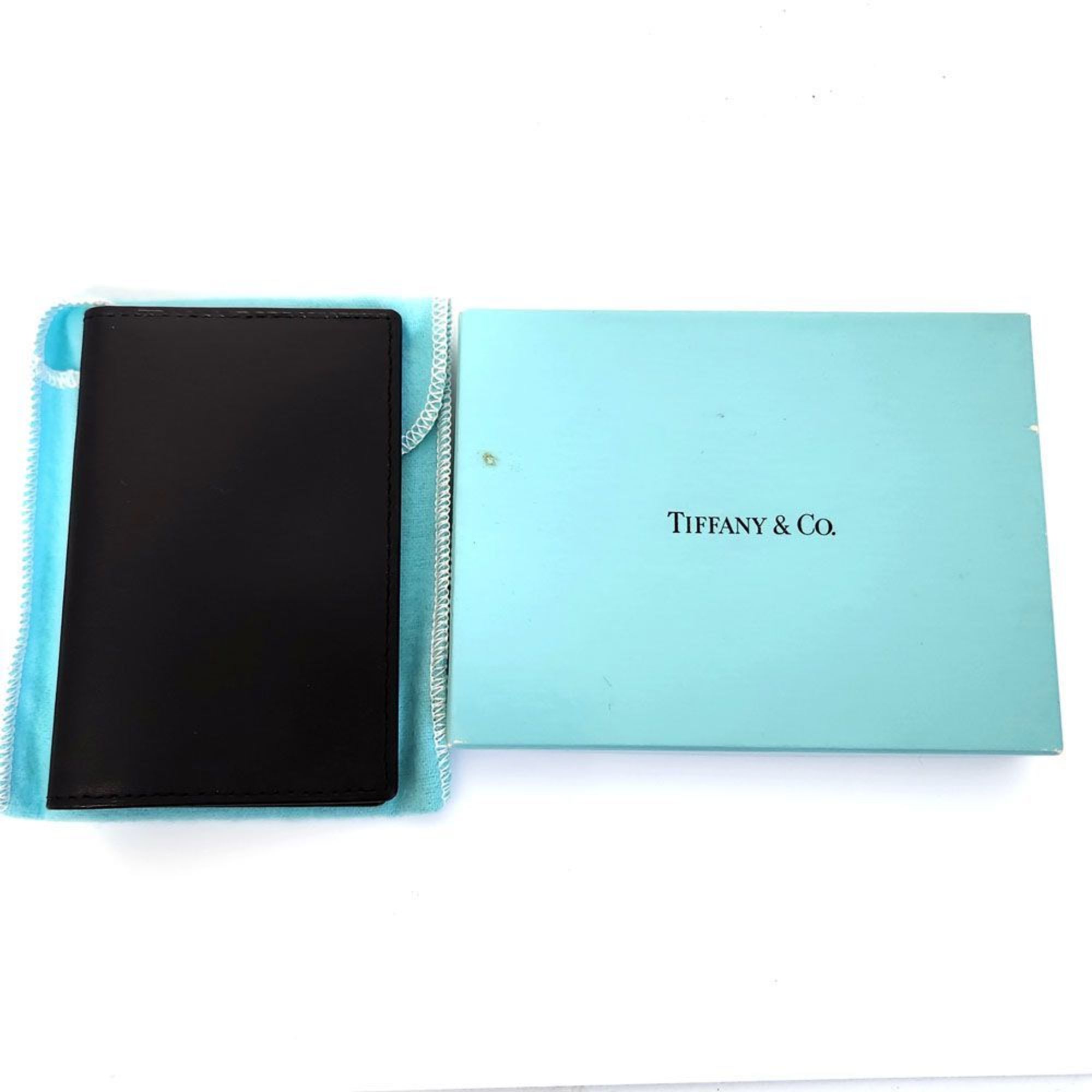 Tiffany TIFFANY Business Card Holder/Card Case Black Leather IC Women's Men's