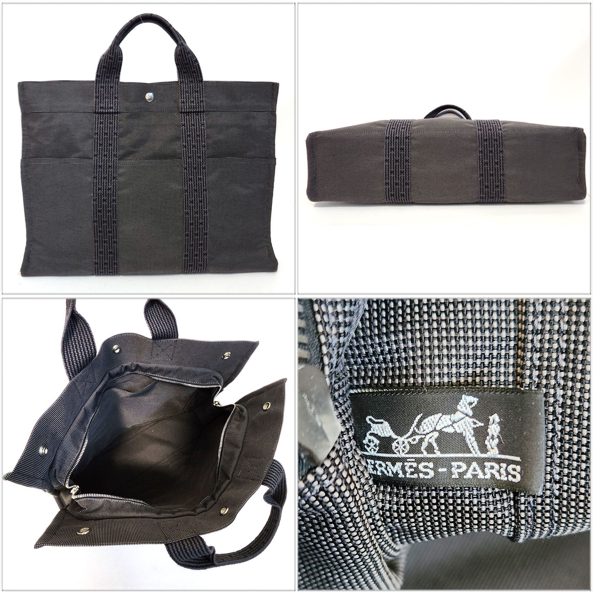 Hermes HERMES Tote MM with padlock Grey canvas tote bag for men and women