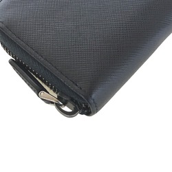 PRADA Saffiano Round Zip Wallet/Coin Case for Men, Leather, Navy Blue, 2MC122