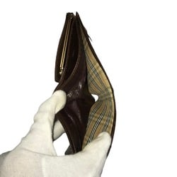 BURBERRY Nova Check Compact Wallet, Bi-fold Women's, Leather, Brown,