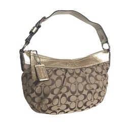 COACH Signature Sling Bag Handbag Women's Canvas Beige Gold F13740