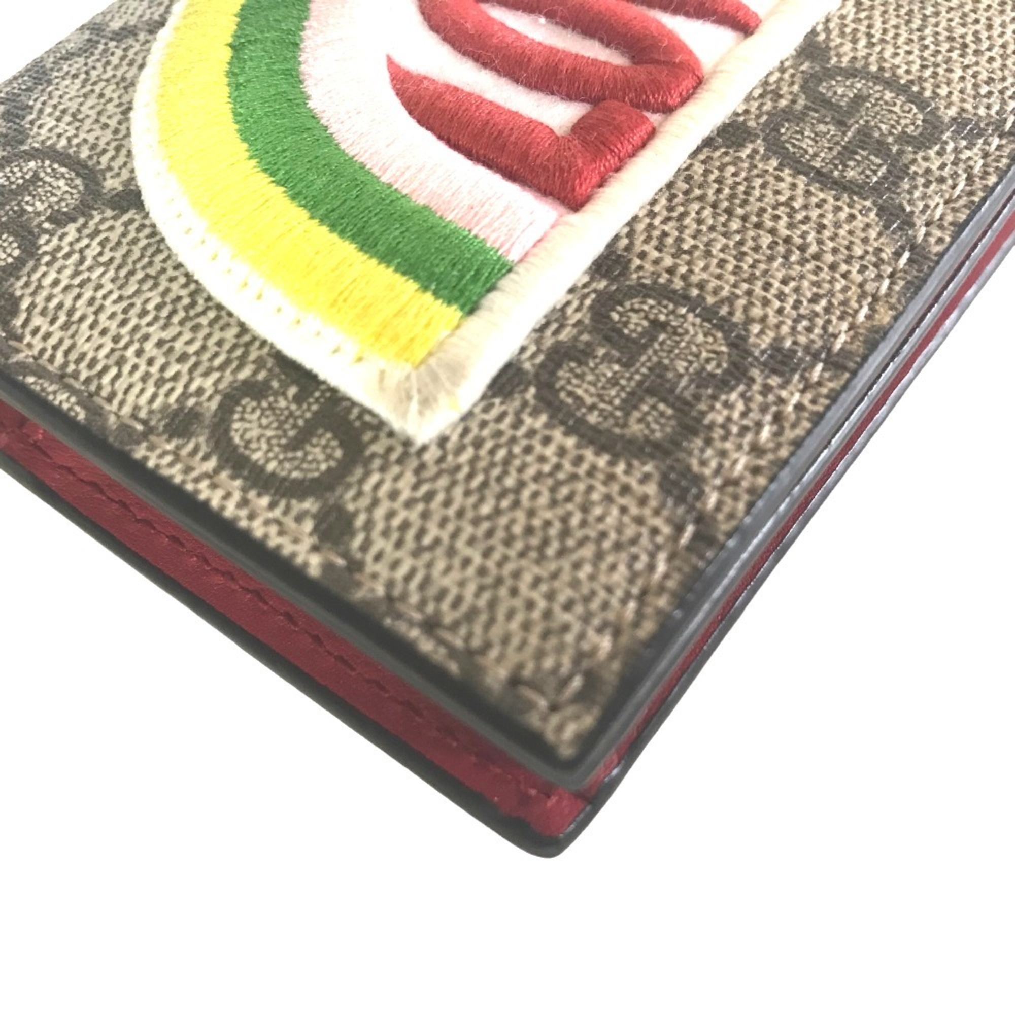 GUCCI Compact Wallet Bi-fold for Women GG Supreme Canvas Beige Multi-color 476412 498075