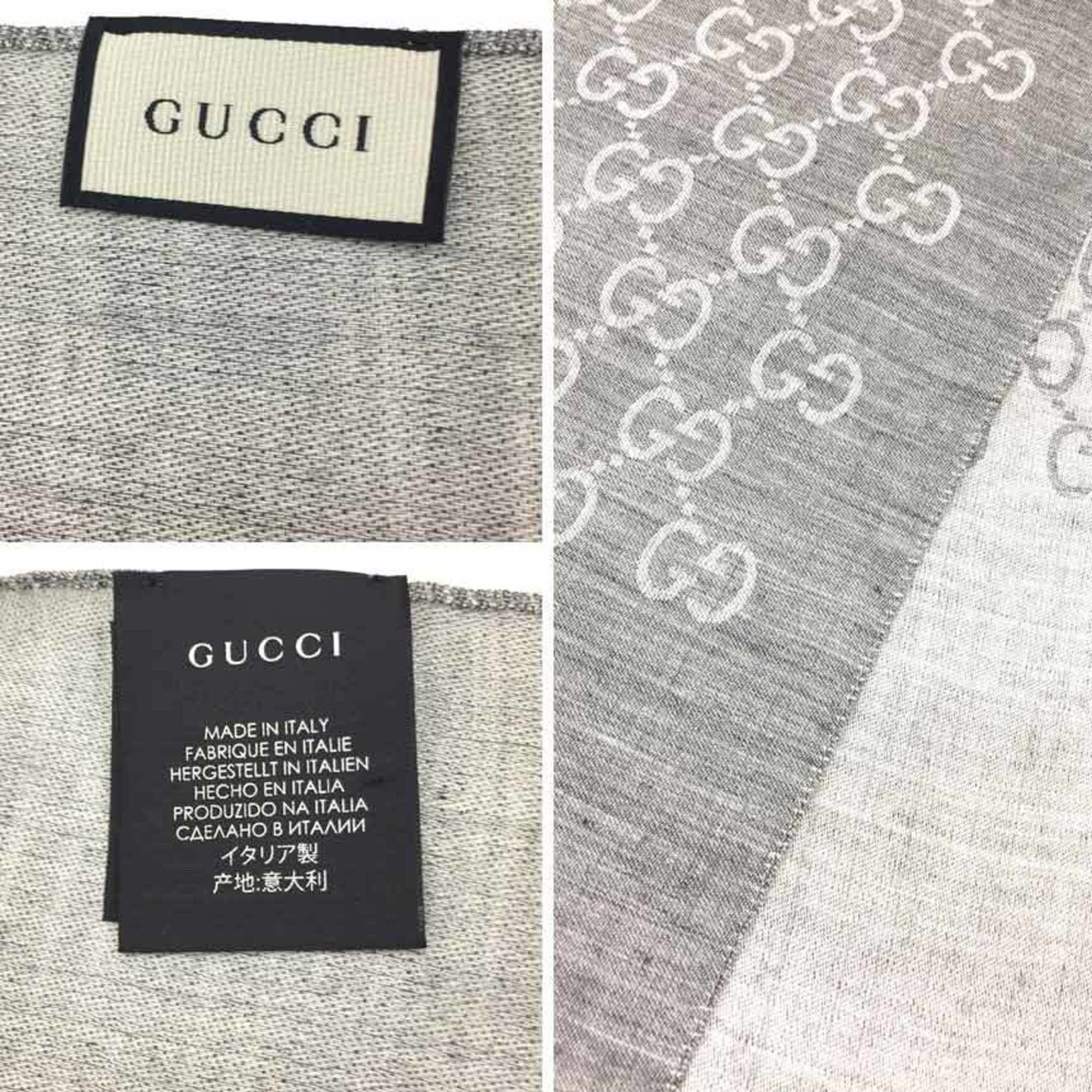 GUCCI GG pattern WG stole shawl 08.33.986 scarf wool silk grey men's women's unisex aq9905 10006900