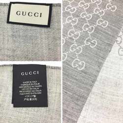 GUCCI GG pattern WG stole shawl 08.33.986 scarf wool silk grey men's women's unisex aq9905 10006900