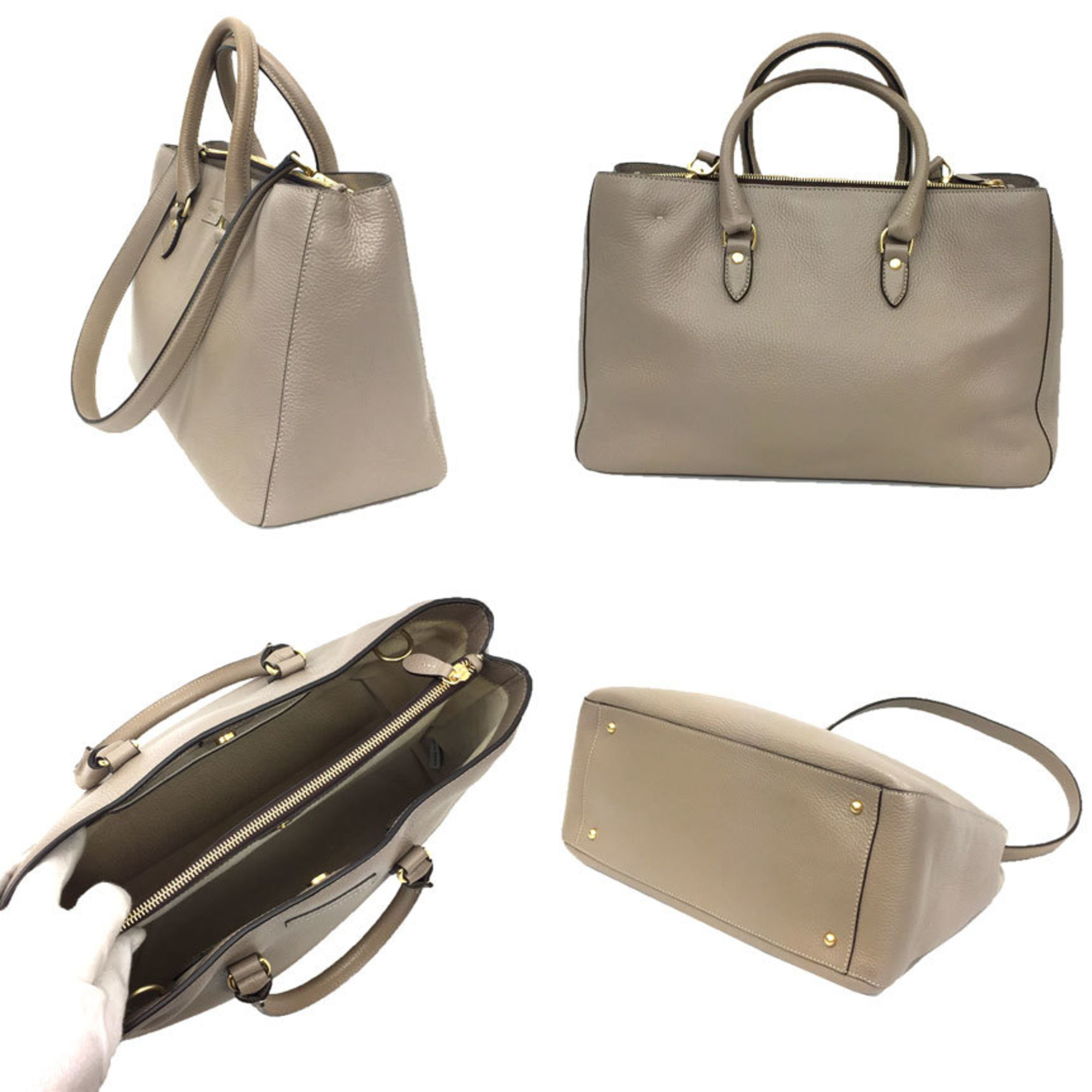 J&M DAVIDSON Leather 2WAY Tote Bag SIGRID Taupe aq9895 10007790