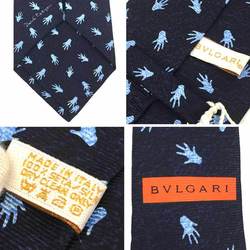 BVLGARI Bulgari Tie Palm 100% Silk Navy Men's Small aq9876 10013038
