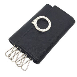 BVLGARI Clip Key Case 38900 Grain Leather Black Men's Women's Bvlgari Wallet