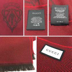 GUCCI Gucci scarf Crest Herringbone pattern Wool Bordeaux Red Men's Women's Unisex aq9951 10006900