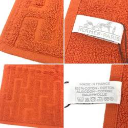 Hermes HERMES Carre Towel Stairs Hand Handkerchief 100% Cotton Orange H Men's Women's Unisex aq7802