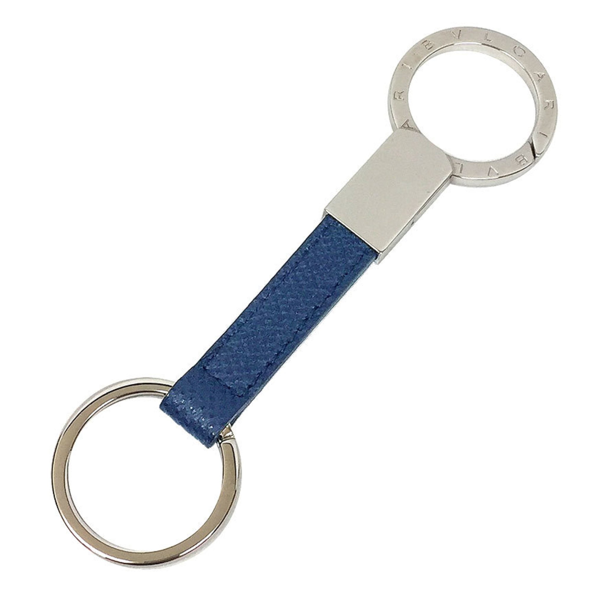 BVLGARI Bulgari Key Ring BB MAN Holder Navy Silver Small Wallet Men's Women's aq9930 10007956