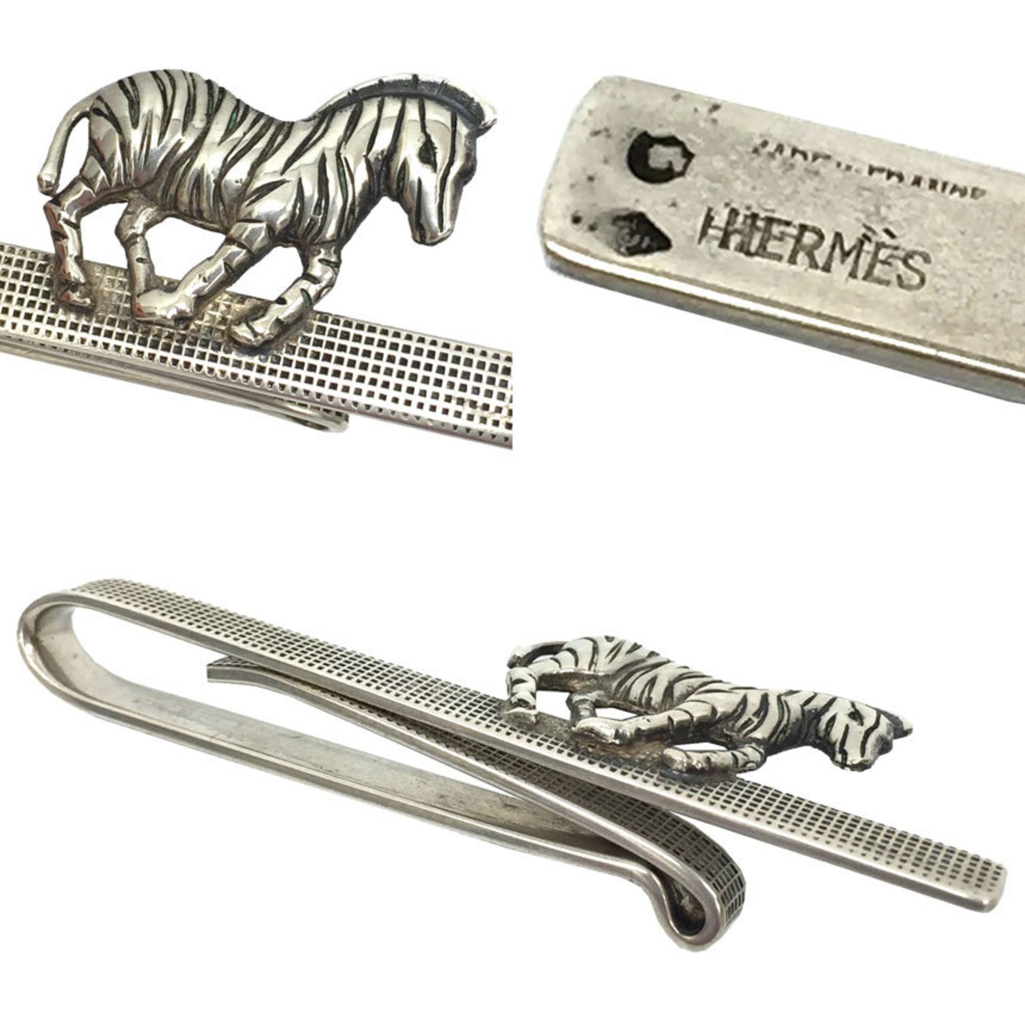 Hermes HERMES tie pin tack silver zebra aq9994 10013993