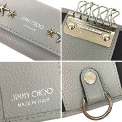 JIMMY CHOO NEPTUNE KEY CASE Neptune Star Studs Key Case Leather Light Gray / MOONSTONE MIX Small Wallet aq8276 10013803