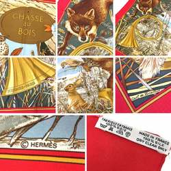 HERMES Scarf Muffler Carre 90 CHASSE au BOIS Forest Hunting Red 100% Silk aq9836