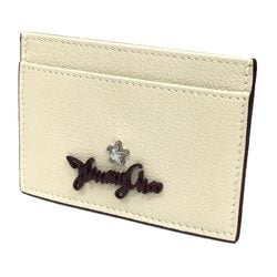 JIMMY CHOO Leather Card Case ARIES J000111440001 Business Holder Pass LINEN Ivory Wallet