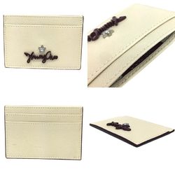 JIMMY CHOO Leather Card Case ARIES J000111440001 Business Holder Pass LINEN Ivory Wallet