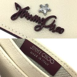 JIMMY CHOO Leather Card Case ARIES J000111440001 Business Holder Pass LINEN Ivory Wallet