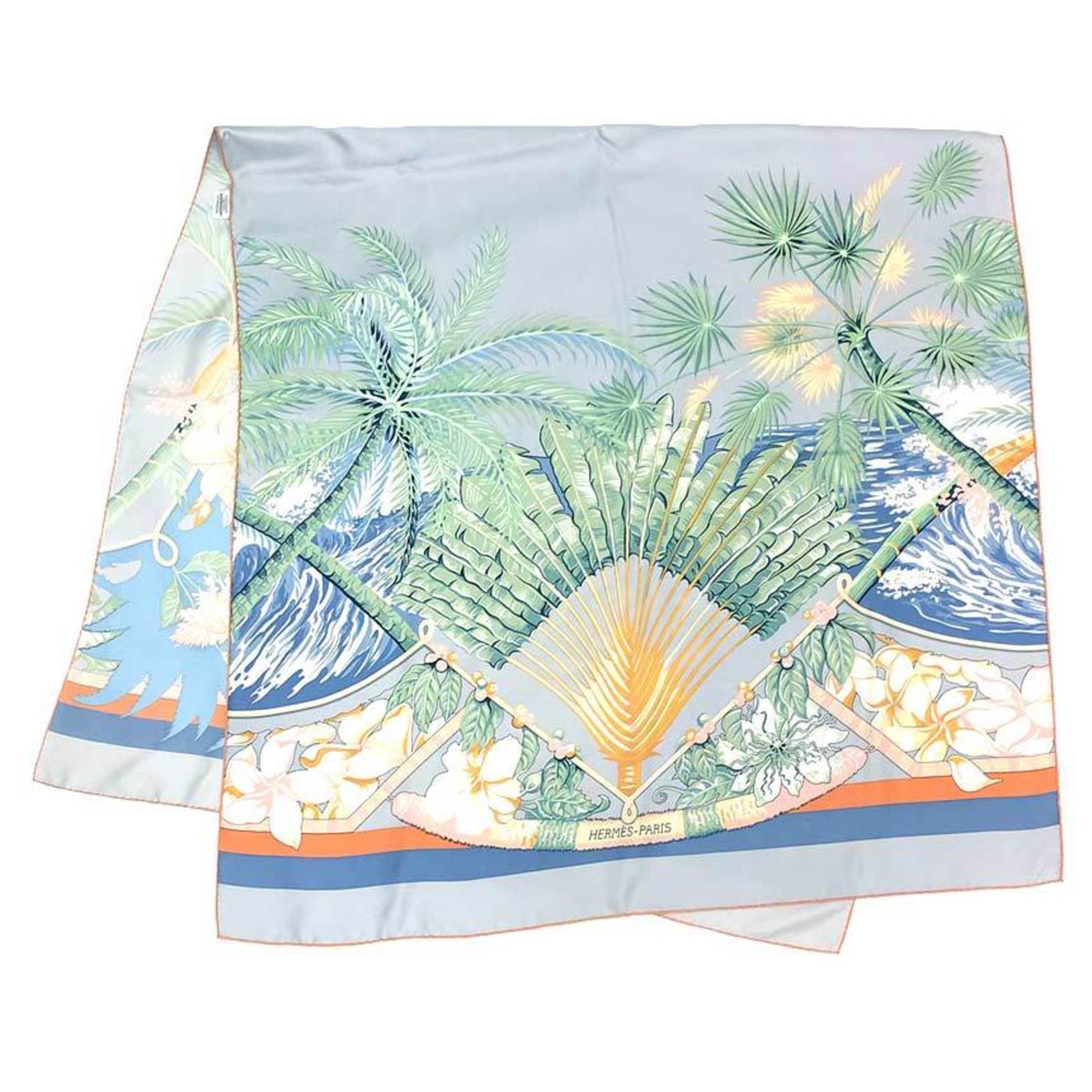HERMES Hermes scarf muffler stole shawl palm tree large size 100% silk multi-cover aq9859