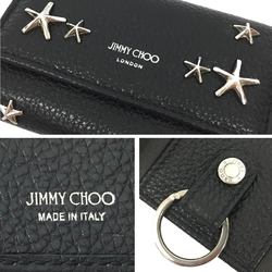 JIMMY CHOO NEPTUNE KEY CASE Neptune Star Studs Key Case Leather Black Small Wallet aq8275 10013803