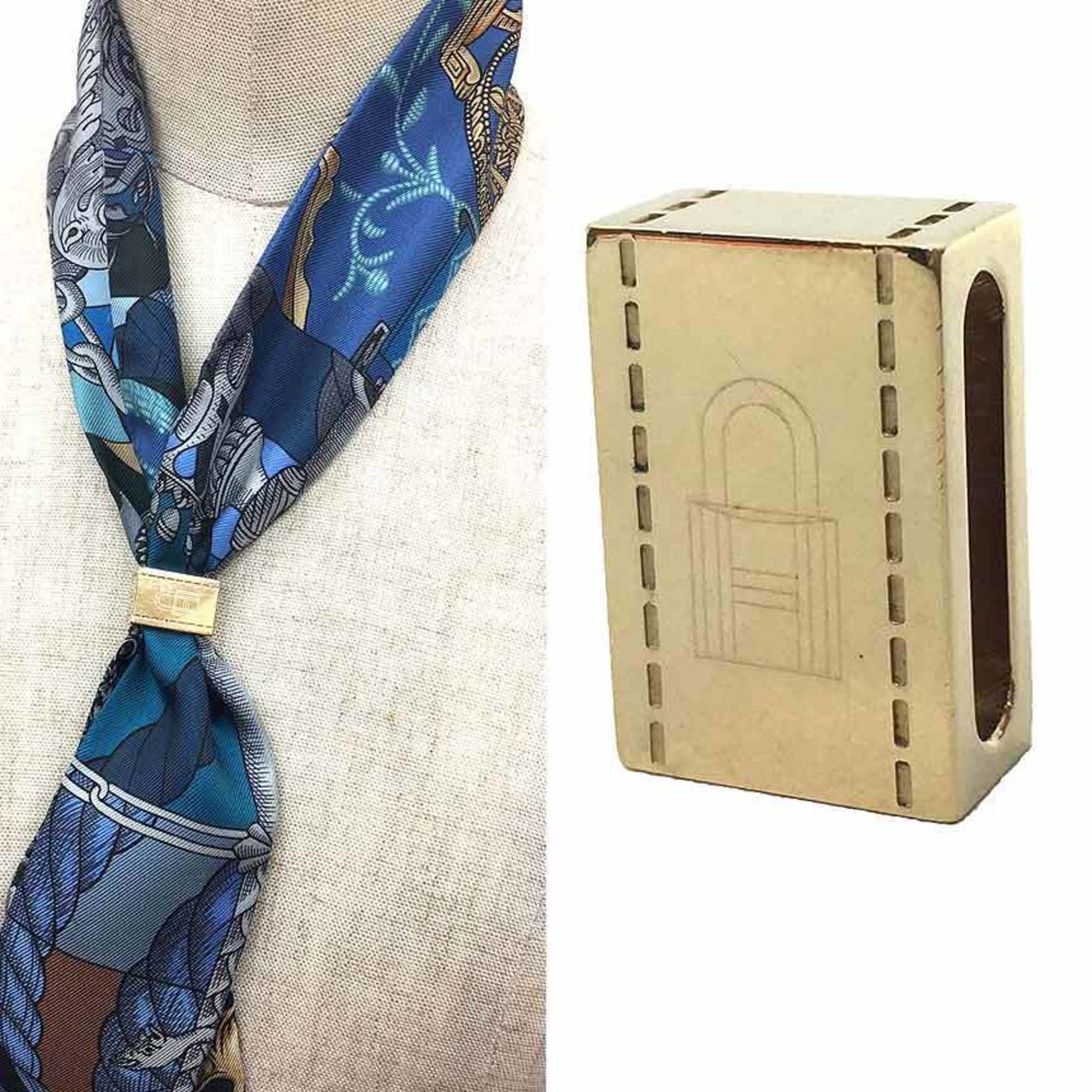 Hermes HERMES Scarf ring for Twilly clasp Padlock Gold aq9848