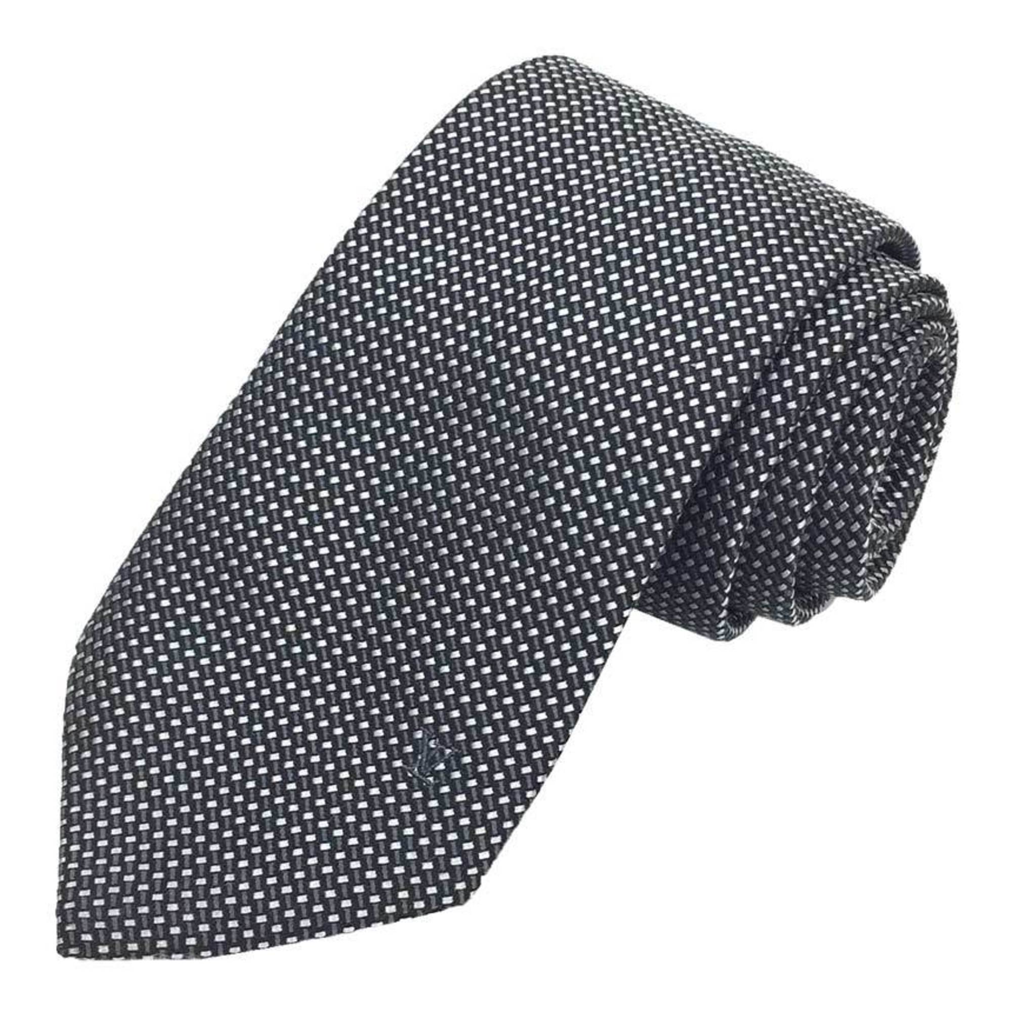 LOUIS VUITTON Louis Vuitton tie M70080 black gray 100% silk men's aq9948 10013313