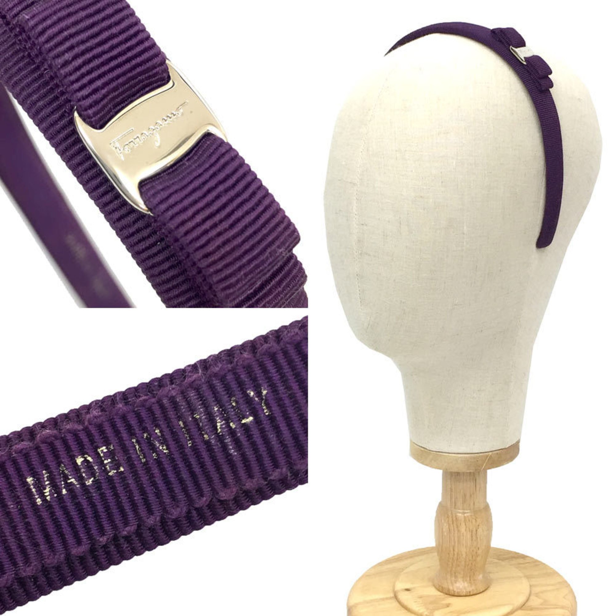 Salvatore Ferragamo Vara Headband Ribbon Hair Clip Purple Women's aq9839