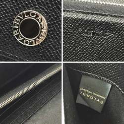 BVLGARI Bulgari Long Wallet with Coin Purse CLASSICO 27749 Grain Leather Black Preservation Men's Women's aq9870