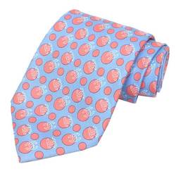 CHANEL Chanel tie dot silk blue salmon pink men's