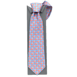 CHANEL Chanel tie dot silk blue salmon pink men's